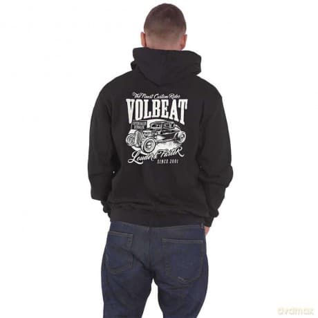 Volbeat: Unisex Zipped Hoodie: Louder and Faster (Black) (Back Print) (Large)