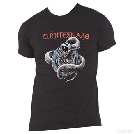 Whitesnake: Unisex T-Shirt: Silver Snake (Black) (Large)