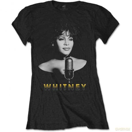 Whitney Houston: Ladies T-Shirt: Black & White Photo (Black) (Small)