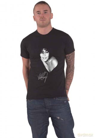 Whitney Houston: Unisex T-Shirt: B&W Photo (Black) (Small)