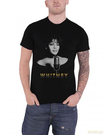 Whitney Houston: Unisex T-Shirt: Black & White Photo (Black) (Medium)