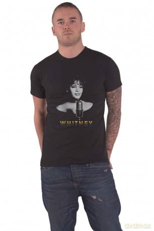 Whitney Houston: Unisex T-Shirt: Black & White Photo (Black) (XX-Large)