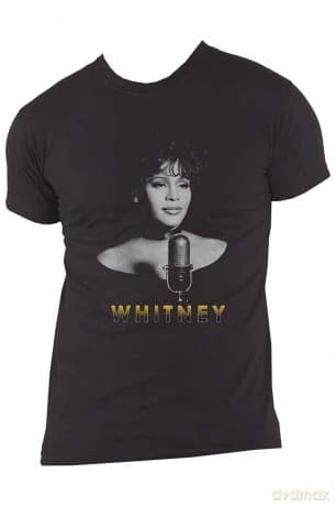 Whitney Houston: Unisex T-Shirt: Black & White Photo (Black) (XX-Large)