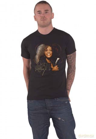 Whitney Houston: Unisex T-Shirt: Vintage Mic Photo (Black) (Small)