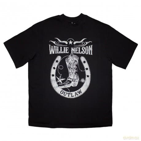 Willie Nelson: Unisex Oversized Boxy T-Shirt: Outlaw (Black) (Small)