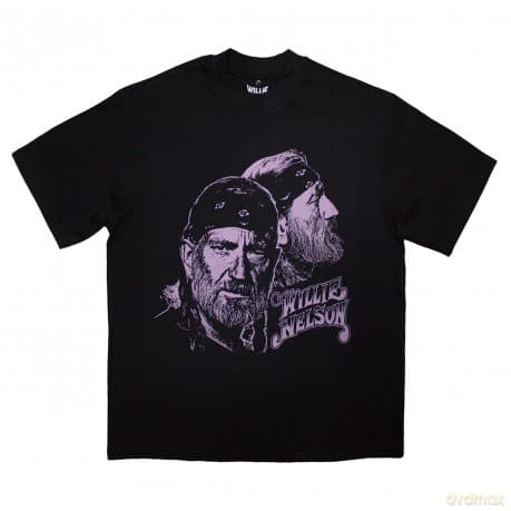 Willie Nelson: Unisex Oversized Boxy T-Shirt: Purple Graphic (Black) (Small)