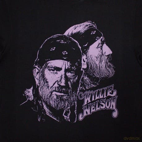 Willie Nelson: Unisex Oversized Boxy T-Shirt: Purple Graphic (Black) (Small)