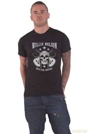 Willie Nelson: Unisex T-Shirt: Skull (Black) (Small)