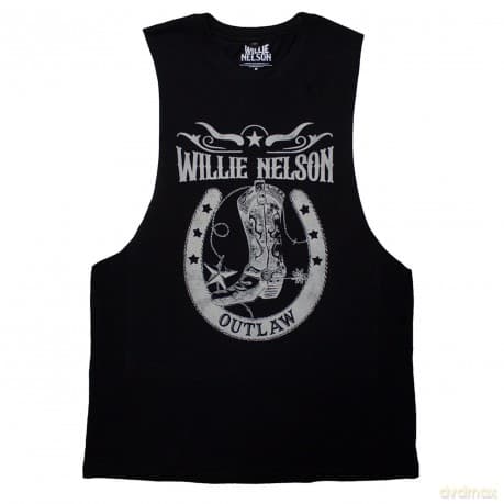 Willie Nelson: Unisex Vest T-Shirt: Outlaw (Black) (Medium)