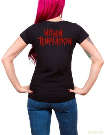 Within Temptation: Ladies T-Shirt: Purge Outline (Red Face) (Black) (Back Print) (Large)