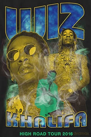 Wiz Khalifa: Unisex T-Shirt: 90's (Black) (Back Print) (Small)