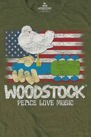 Woodstock: Unisex T-Shirt: Flag (Military Green) (Large)