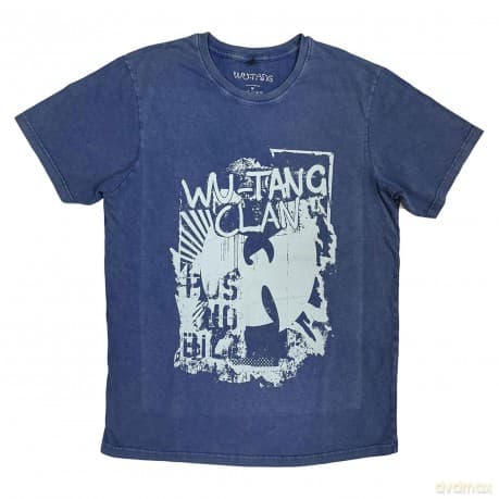 Wu-Tang Clan: Unisex Stone Wash T-Shirt: Graffiti (Denim Blue) (Medium)