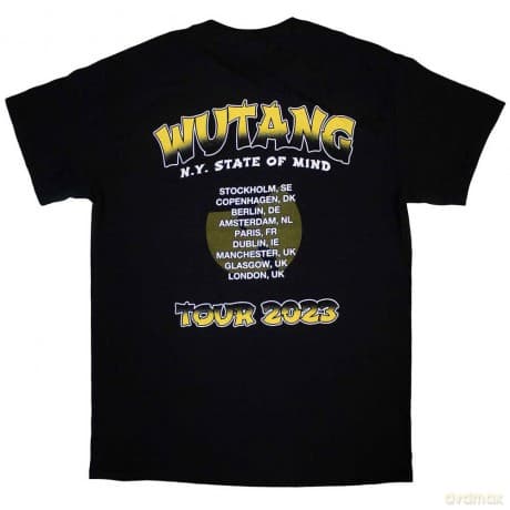 Wu-Tang Clan: Unisex T-Shirt: Tour '23 Slanted Logo State Of Mind (Black) (Back Print & Ex-Tour) (XX-Large)