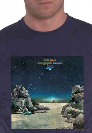 Yes: Unisex T-Shirt: Topographic Oceans (Navy Blue) (X-Large)
