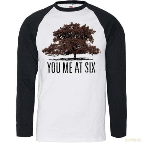 You Me At Six: Unisex Raglan T-Shirt: Tree (White & Black) (X-Large)