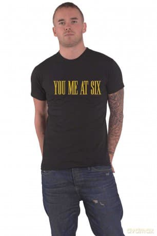 You Me At Six: Unisex T-Shirt: Yellow Text (Black) (X-Large)