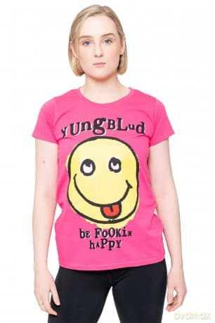 Yungblud: Ladies T-Shirt: Raver Smile (Pink) (Back Print) (Medium)
