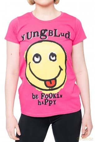 Yungblud: Ladies T-Shirt: Raver Smile (Pink) (Back Print) (Small)