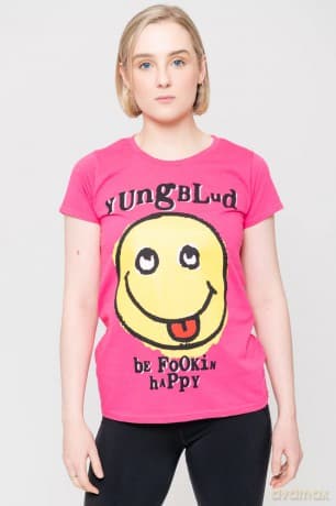 Yungblud: Ladies T-Shirt: Raver Smile (Pink) (Back Print) (X-Large)