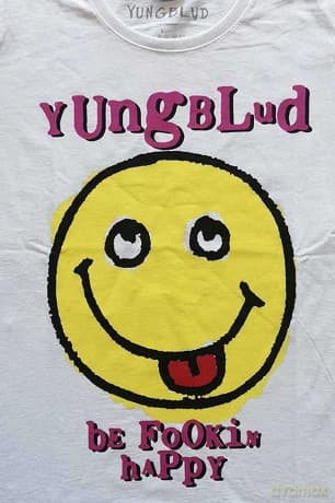 Yungblud: Ladies T-Shirt: Raver Smile (White) (Back Print) (Small)