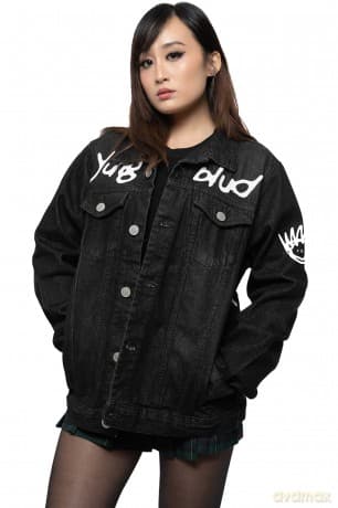 Yungblud: Unisex Denim Jacket: Be Fooking Happy (Back & Sleeve Print) (XX-Large)