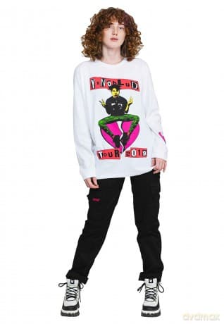 Yungblud: Unisex Long Sleeve T-Shirt: Tour (White) (Back & Sleeve Print) (X-Large)
