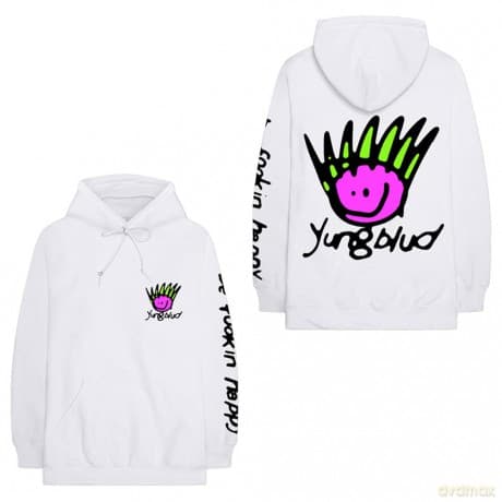 Yungblud: Unisex Pullover Hoodie: Face (White) (Back Print) (XX-Small)