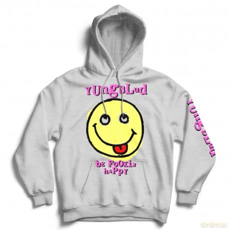 Yungblud: Unisex Pullover Hoodie: Raver Smile (Off White) (Back Print) (X-Large)