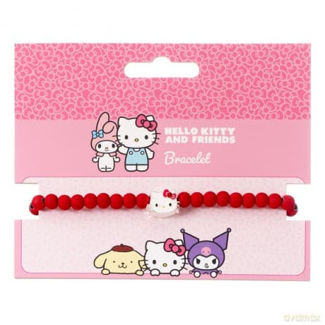 Hello Kitty Bracelet red beads with Hello Kitty Charm 21 cm