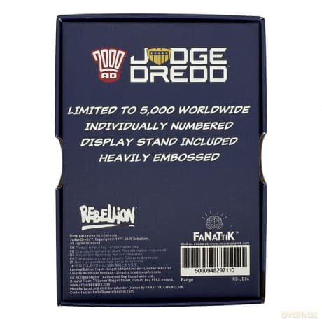 2000 AD Replica Judge Dredd Badge Limited Edition