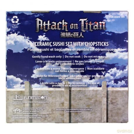 Attack on Titan Ceramic Sushi Set with Chopsticks