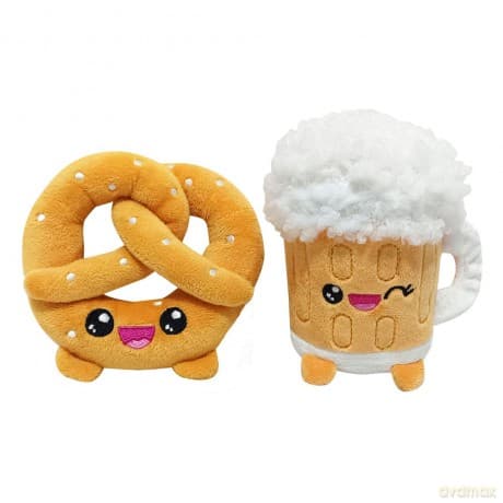 Yummis Together Plush Figures 2 Pack Pretzel & Beer in Take Away Bag 21 cm