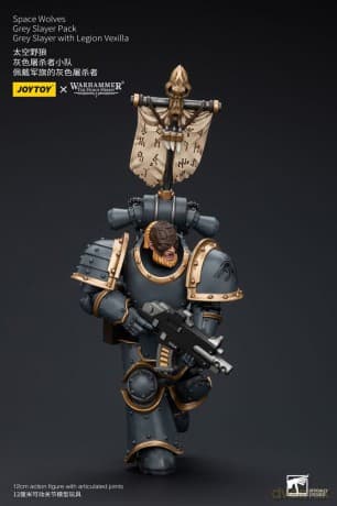Warhammer The Horus Heresy Action Figure 1/18 Space Wolves Grey Slayer Pack Grey Slayer With Legion Vexilla 12 cm