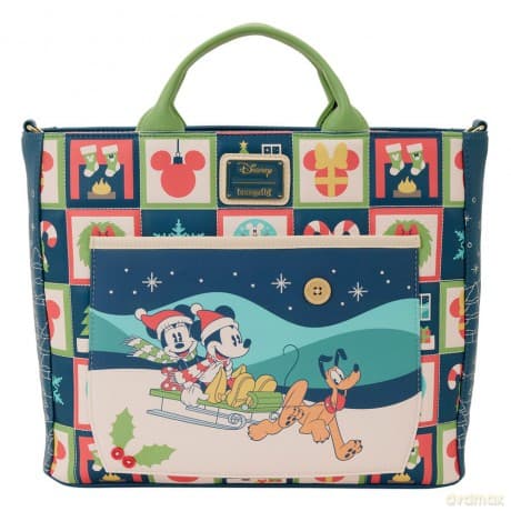 Disney by Loungefly Canvas Tote Bag Mickey and Minnie Holiday