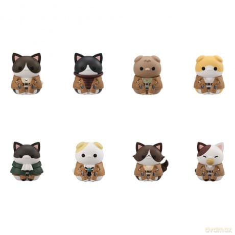 Attack on Titan Mega Cat Project Attack on Tinyan Trading Figures Gathering Scout Regiment danyan! 3 cm Assortment (8)