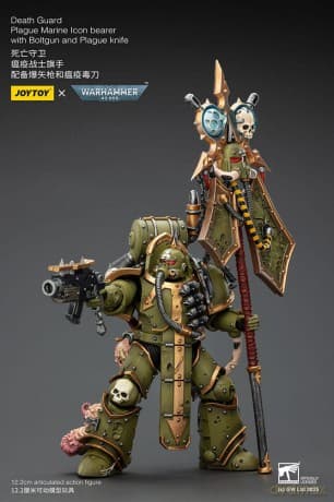 Warhammer 40,000 Action Figure Death Guard Plague Marine Icon bearer with Boltgun and Plague knife 12 cm