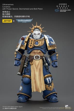 Warhammer 40,000 Action Figure Ultramarines Levantus with Power Sword, Stormshield and Bolt Pistol 13 cm