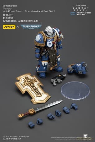 Warhammer 40,000 Action Figure Ultramarines Torvald with Power Sword, Stormshield and Bolt Pistol 13 cm