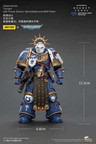 Warhammer 40,000 Action Figure Ultramarines Torvald with Power Sword, Stormshield and Bolt Pistol 13 cm