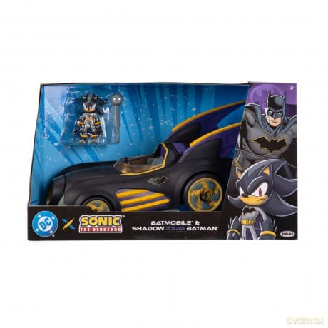 DC x Sonic - The Hedgehog Action Figure with Vehicle Shadow Batman & Batmobile 6 cm