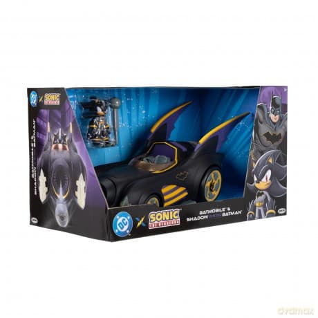 DC x Sonic - The Hedgehog Action Figure with Vehicle Shadow Batman & Batmobile 6 cm