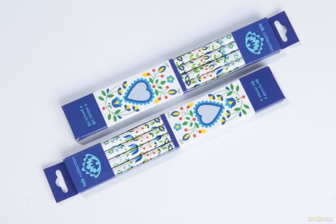 Zestaw ołówków z gumkami folk kaszuby 4 sztuki