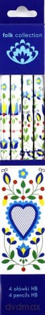 Zestaw ołówków z gumkami folk kaszuby 4 sztuki