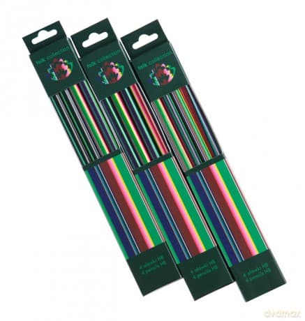 Zestaw ołówków z gumkami Folk Łowicz pasiak pion 4 sztuki