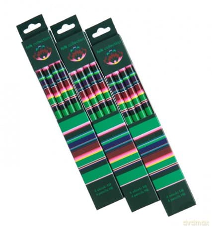 Zestaw ołówków z gumkami Folk Łowicz pasiak poziom 4 sztuki