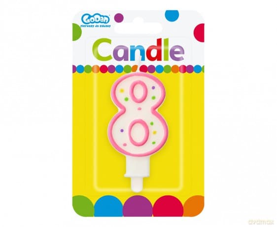Świeczka cyferka z kropeczkami 8 7.5 cm