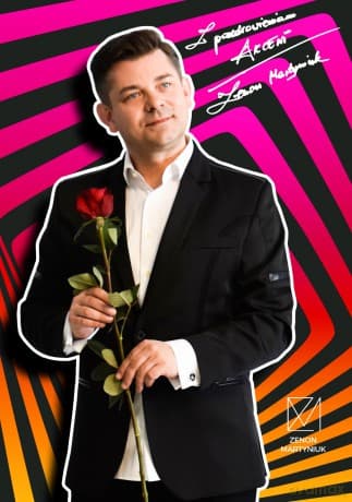 Zenek Martyniuk: T-shirt damski Kochanie wierzę w miłość rozmiar L +pocztówka z autografem