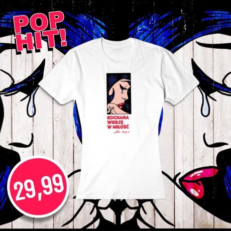 Zenek Martyniuk: T-shirt damski Kochanie wierzę w miłość rozmiar L +pocztówka z autografem