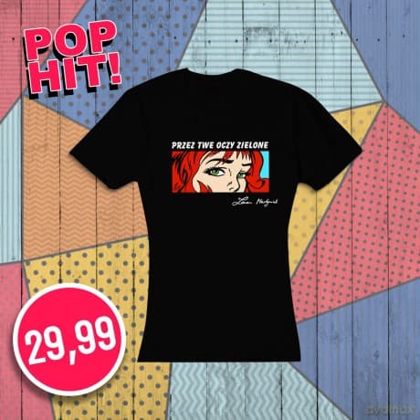 Zenek Martyniuk: T-shirt damski Oczy zielone rozmiar L +pocztówka z autografem